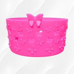 Barbie Pink Shimmer 3D Textured Silicone Tumbler Boot.